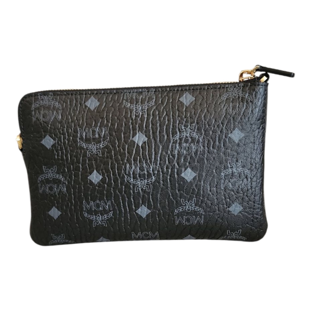 MCM Black Monogram Pouch Wristlet
